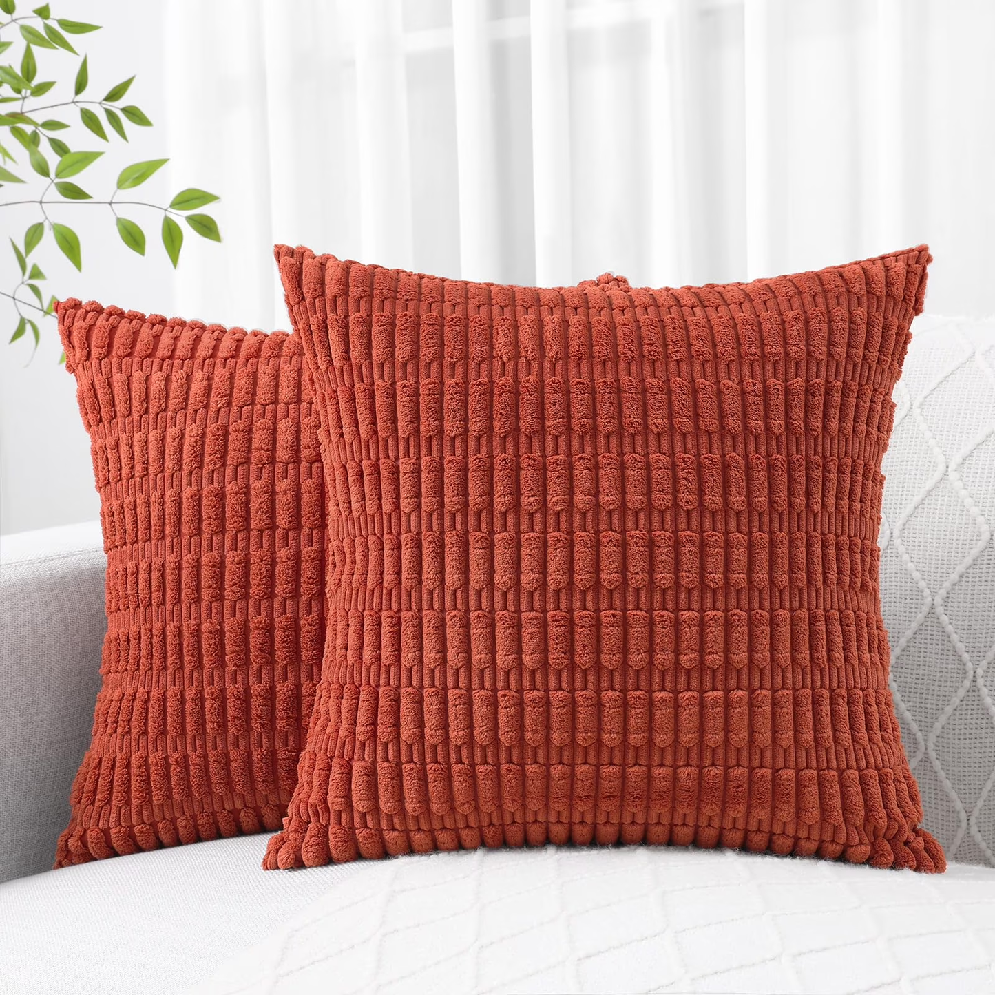 decorUhome Pack of 2 Corduroy Decorative Throw Pillow Covers