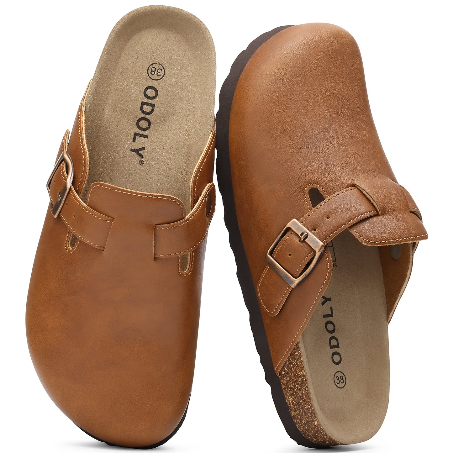 Comwarm Vegan Leather Clogs for Womens Mens, Cork Footbed Potato Slip On Shoes for Women with Arch Support