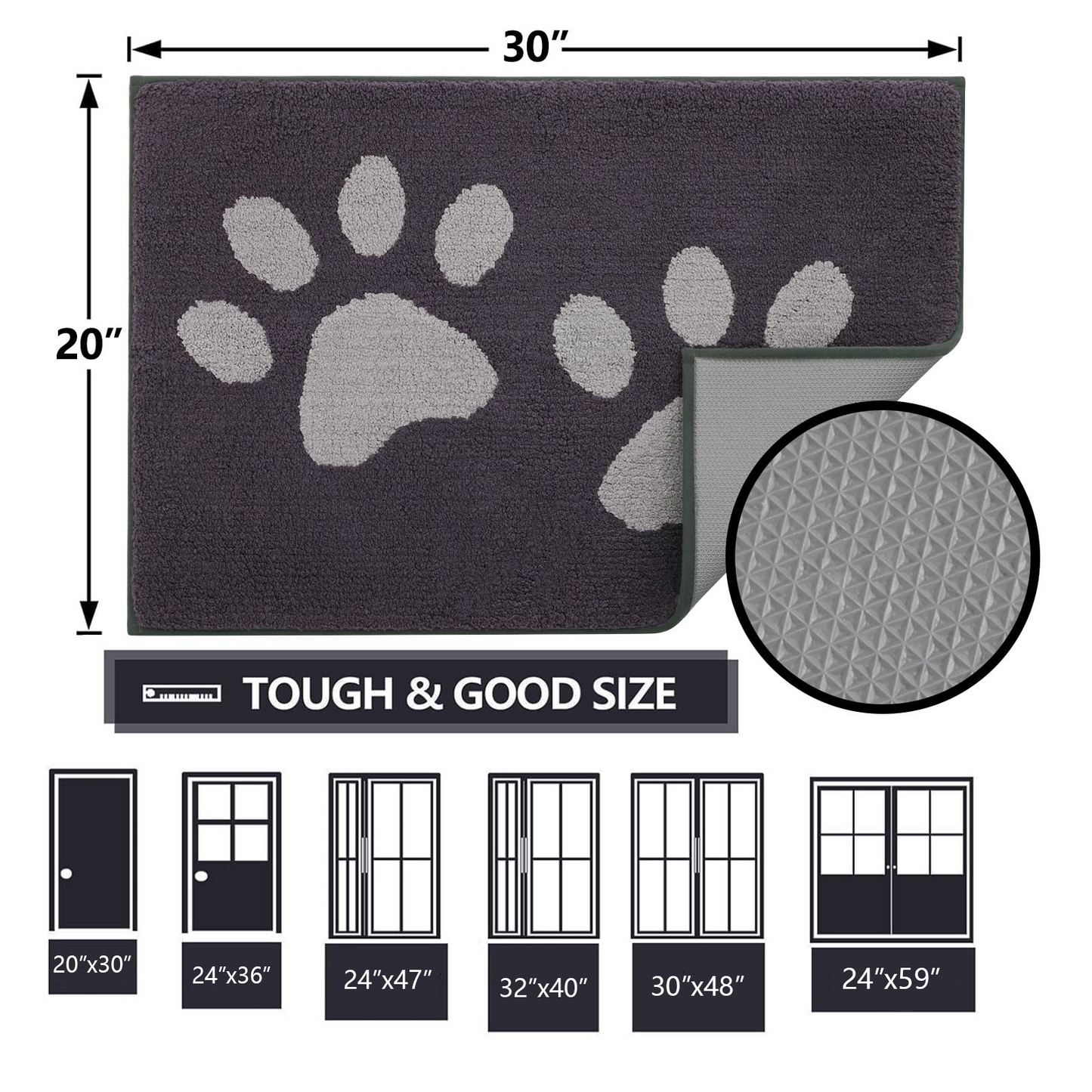 Smiry Dog Door Mats for Muddy Shoes and Paws