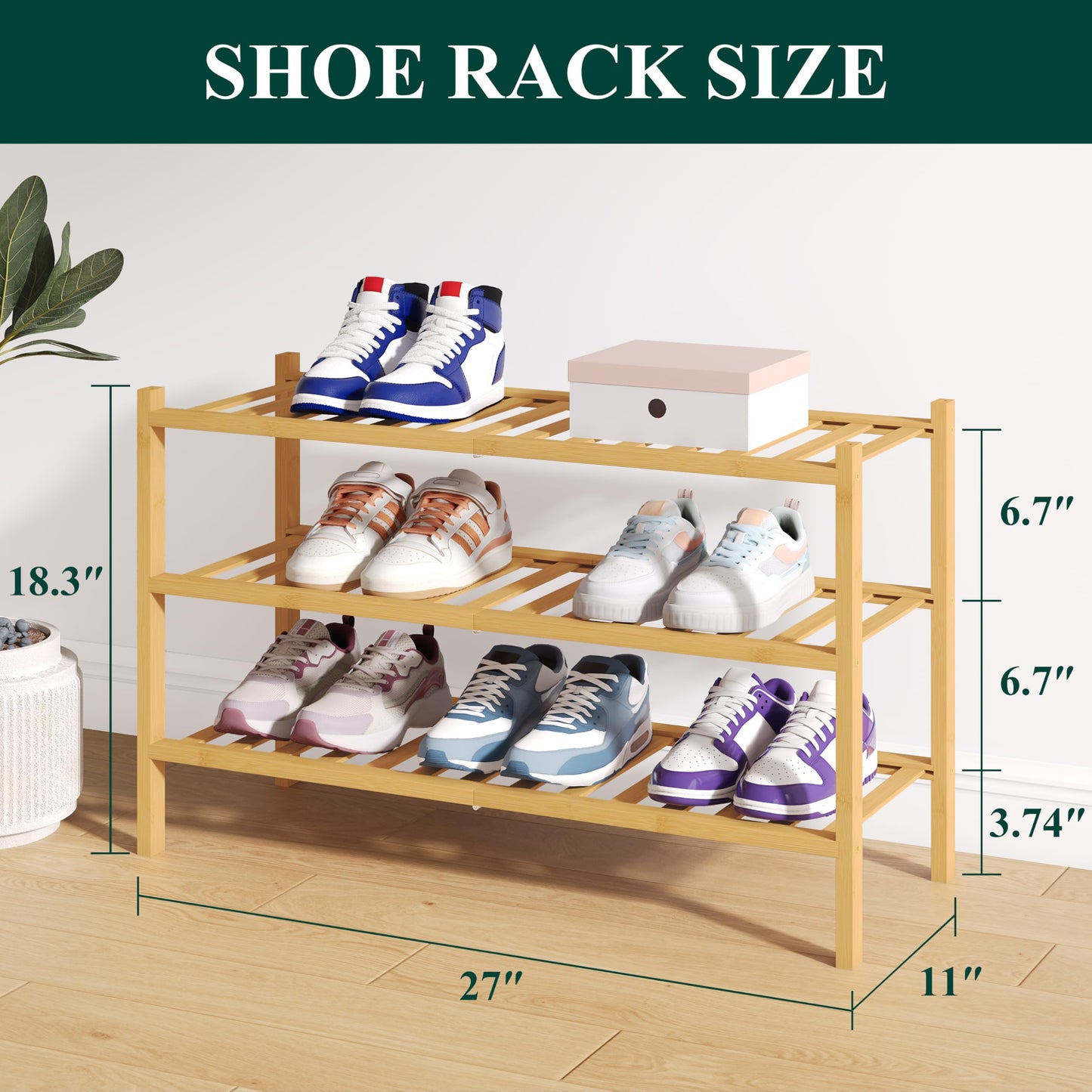 decorUhome Bamboo Shoe Rack for Closet