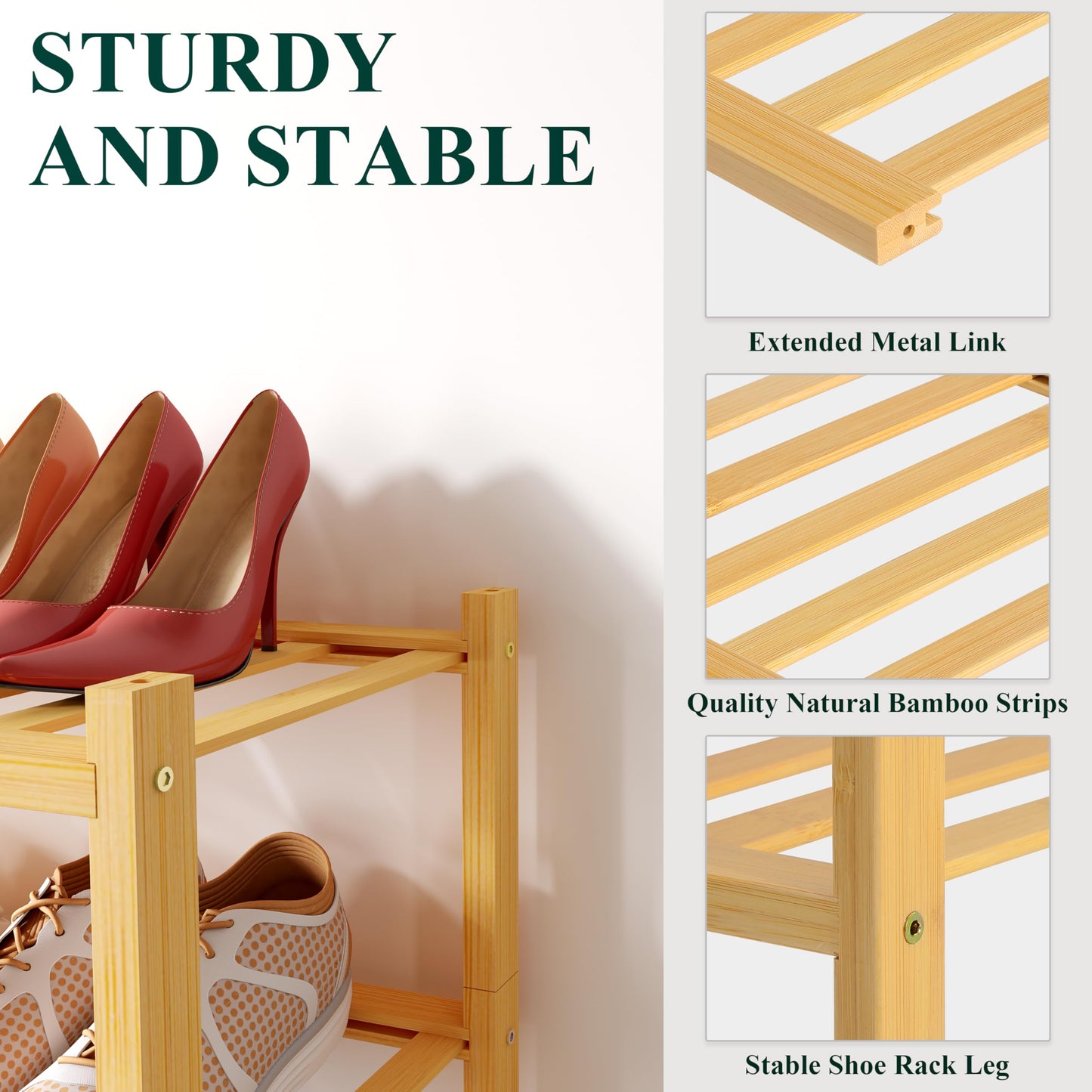 decorUhome Bamboo Shoe Rack for Closet