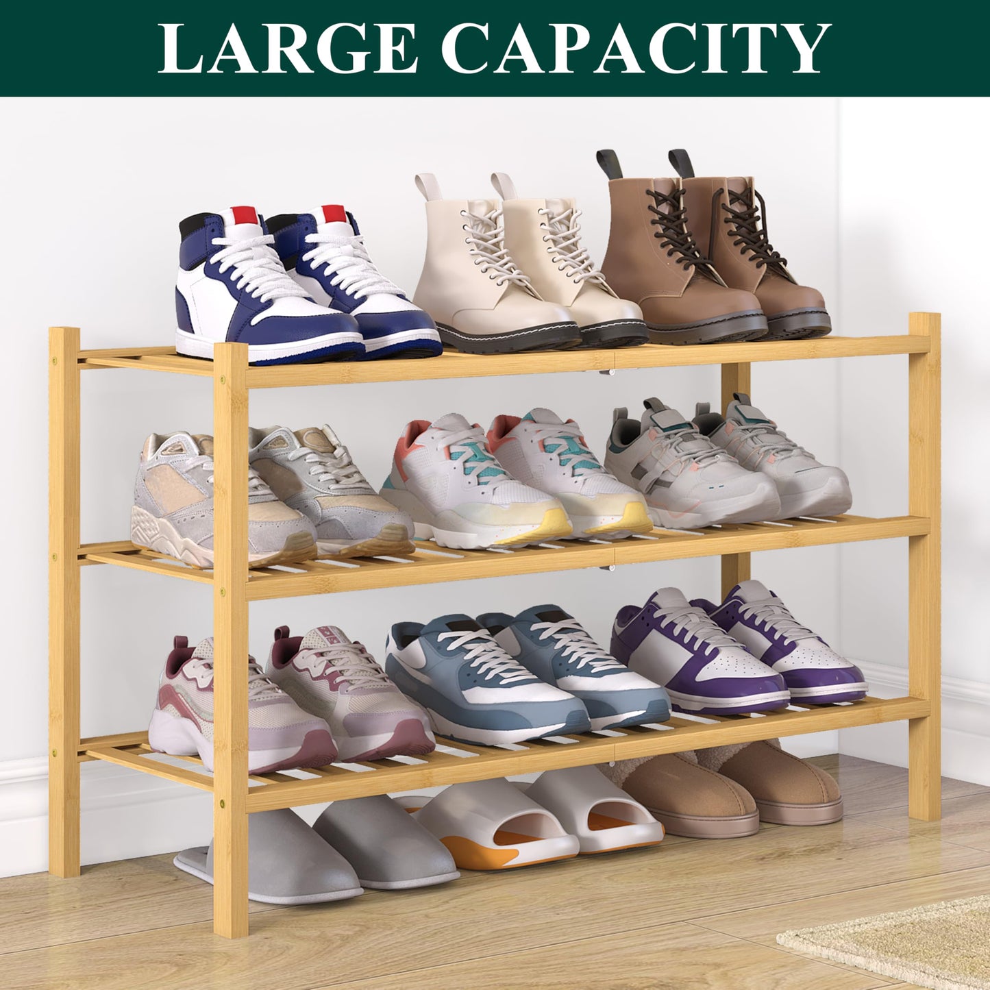 decorUhome Bamboo Shoe Rack for Closet