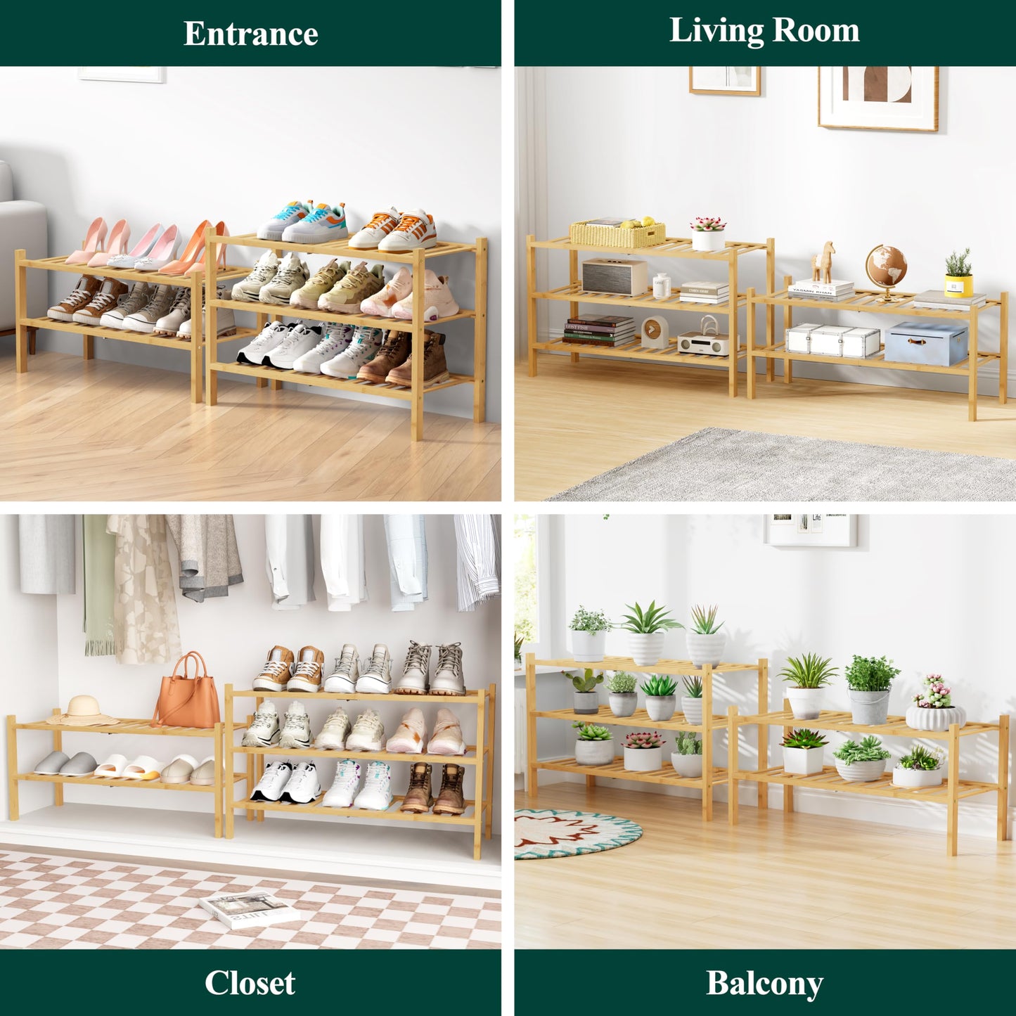 decorUhome Bamboo Shoe Rack for Closet