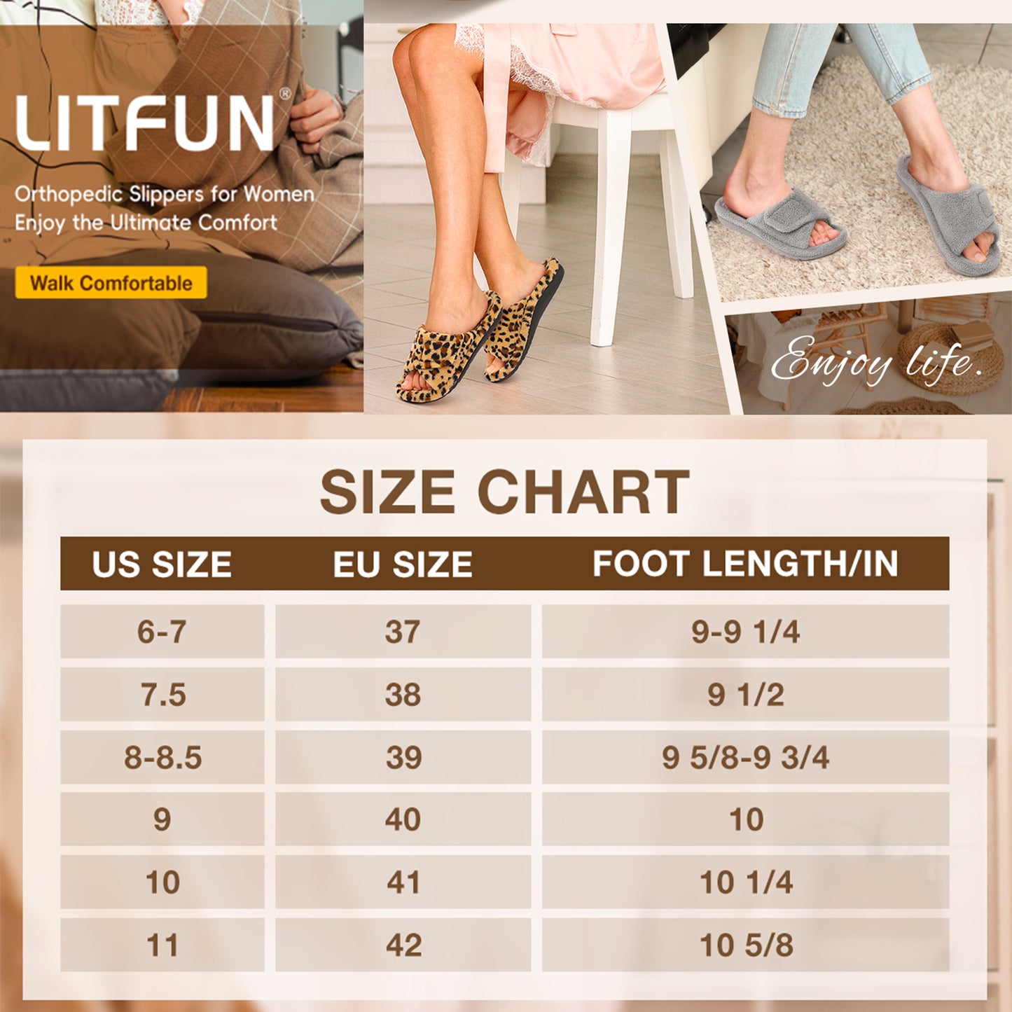 Litfun Women's Orthopedic Slippers with Arch Support