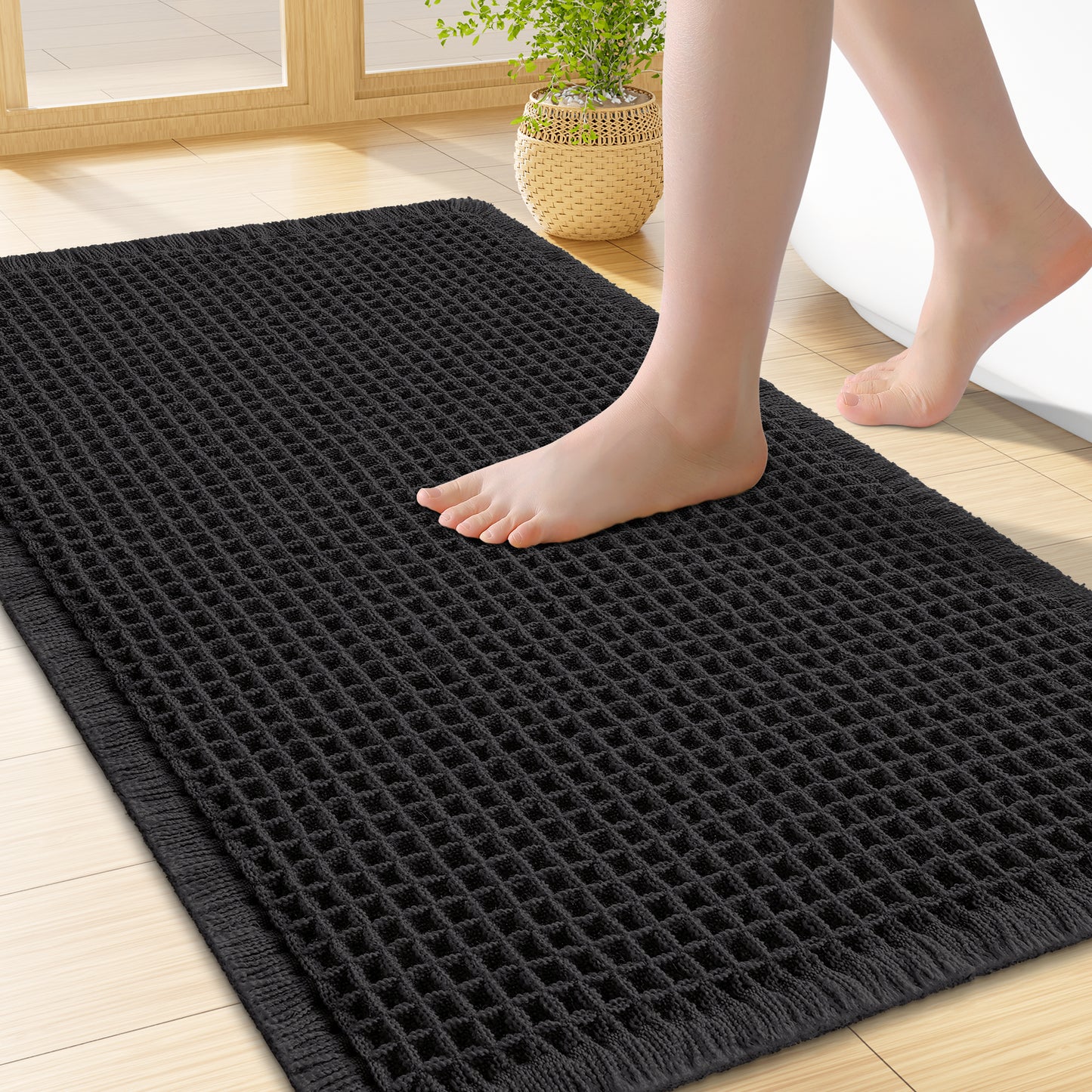 Smiry Waffle Bathroom Rugs