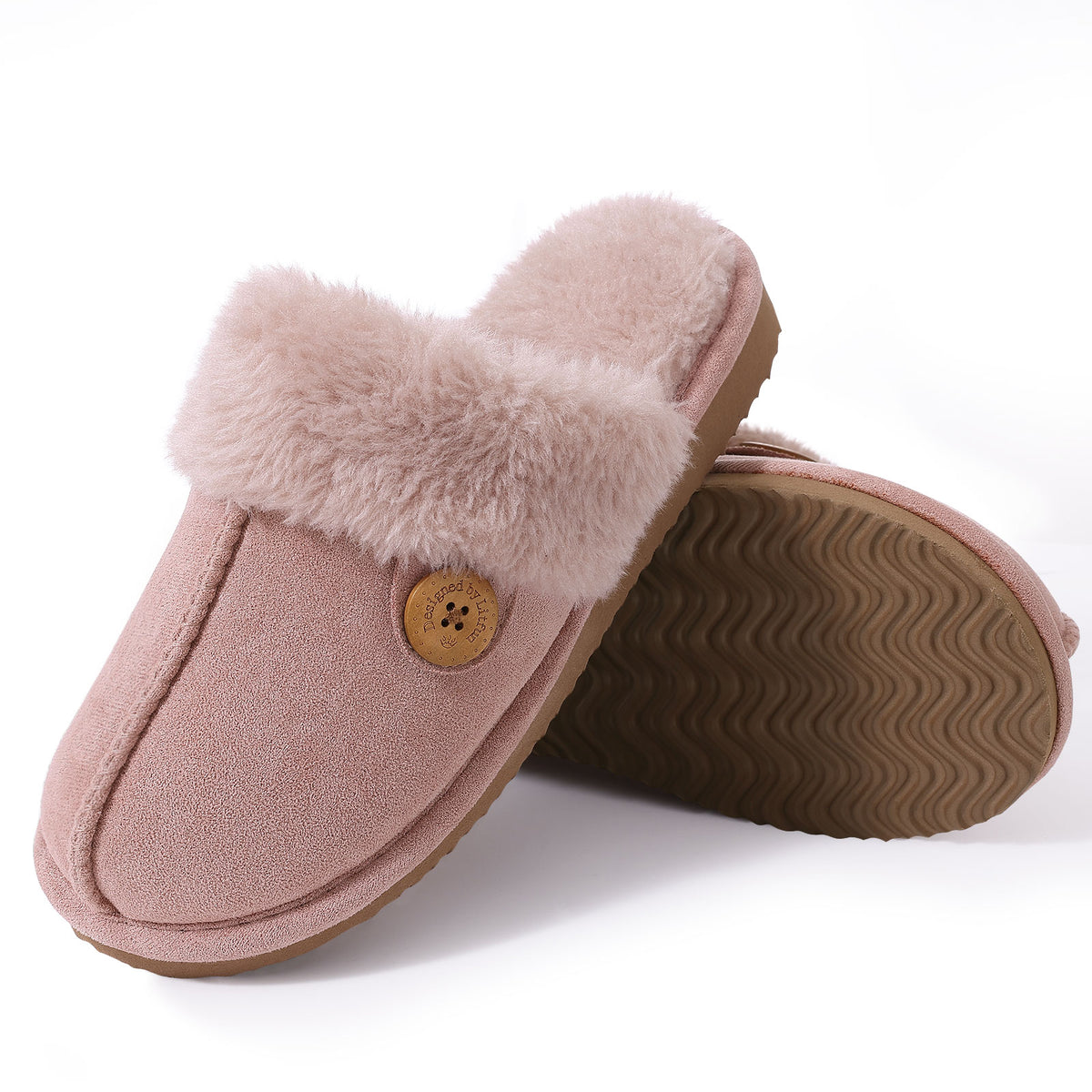 Smile Popcorn Women's Fuzzy Slippers Memory Foam House Slippers for Women Warm Winter House Shoes