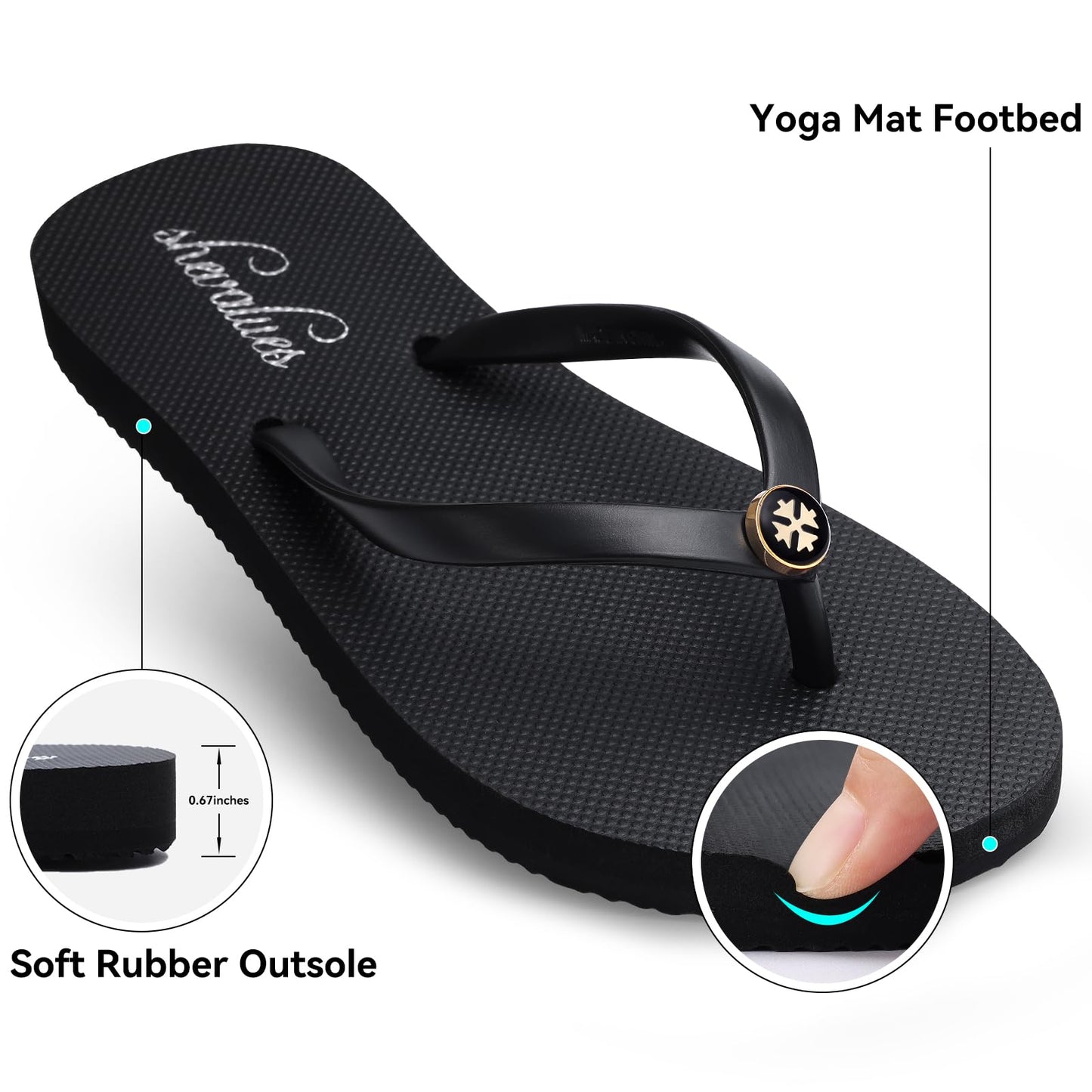 Crestar Women's Flip Flops Comfortable Summer Beach Sandals, Flats Flip Flops for Women Indoor Outdoor