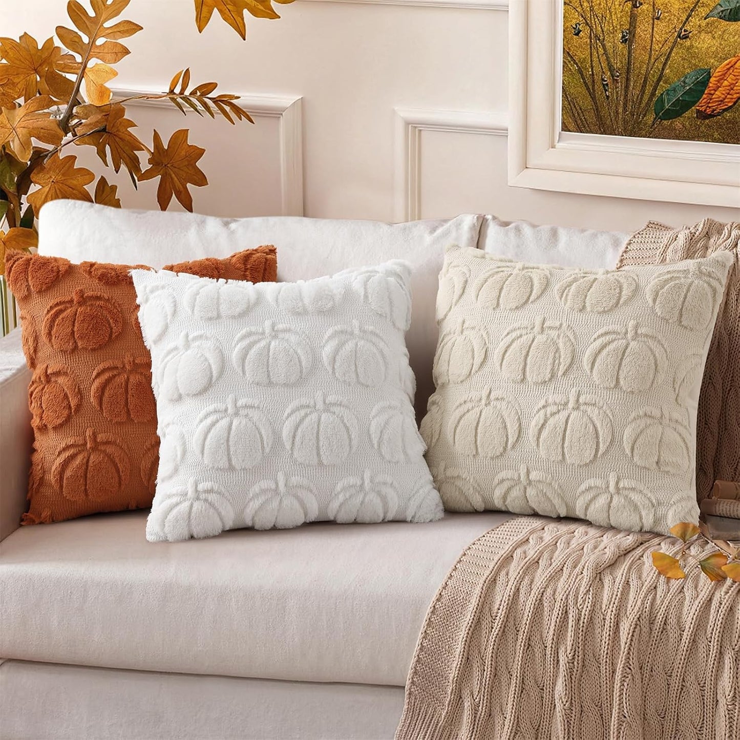 decorUhome Pumpkin Throw Pillow Covers 18x18 Pack of 2