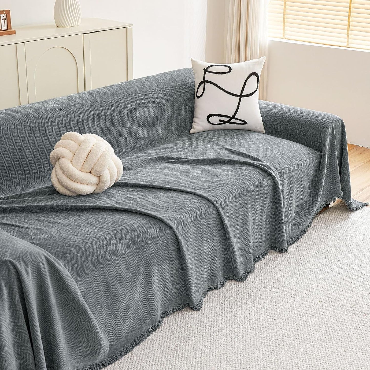 decorUhome Sofa cover for 3-Cushion Couch