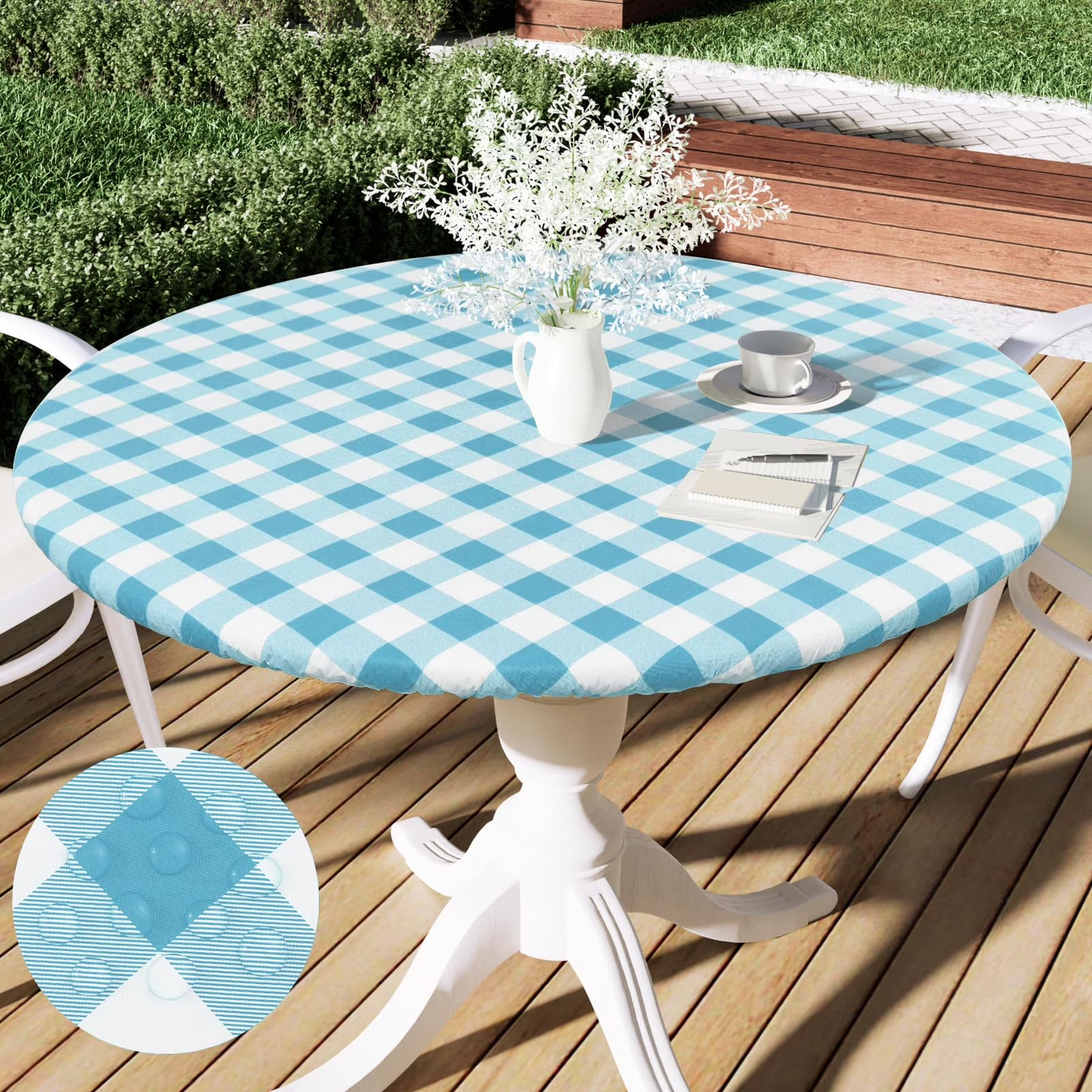 decorUhome Fitted Checkered Tablecloth