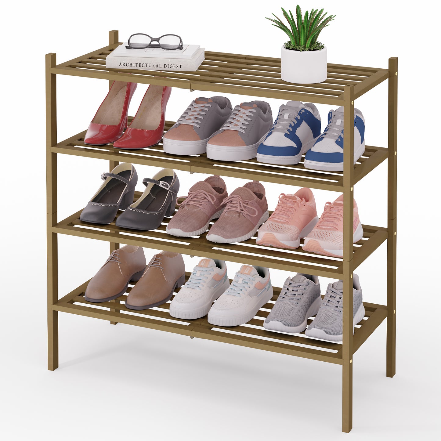 Smiry Stackable Bamboo Shoe Rack