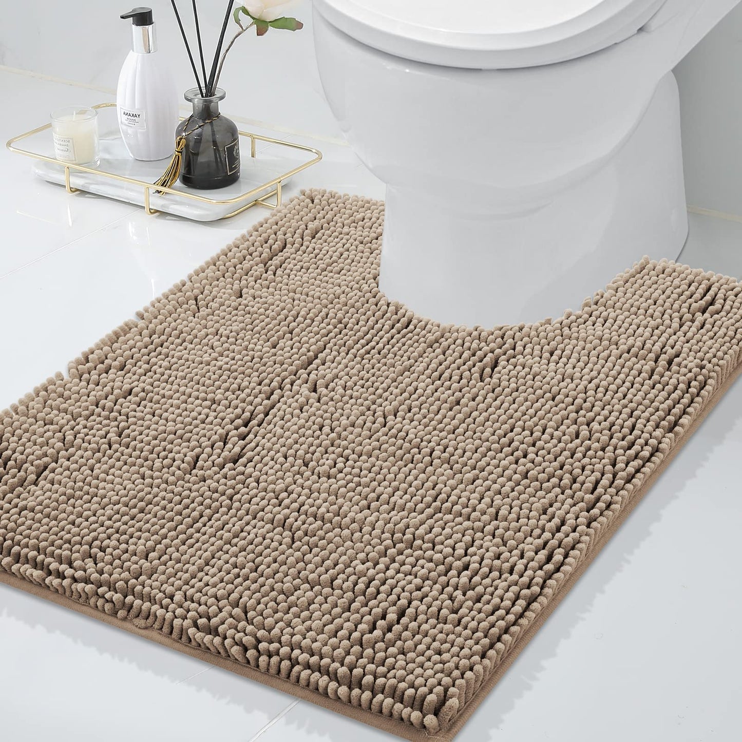 Smiry Chenille U-Shaped Toilet Bathroom Rugs