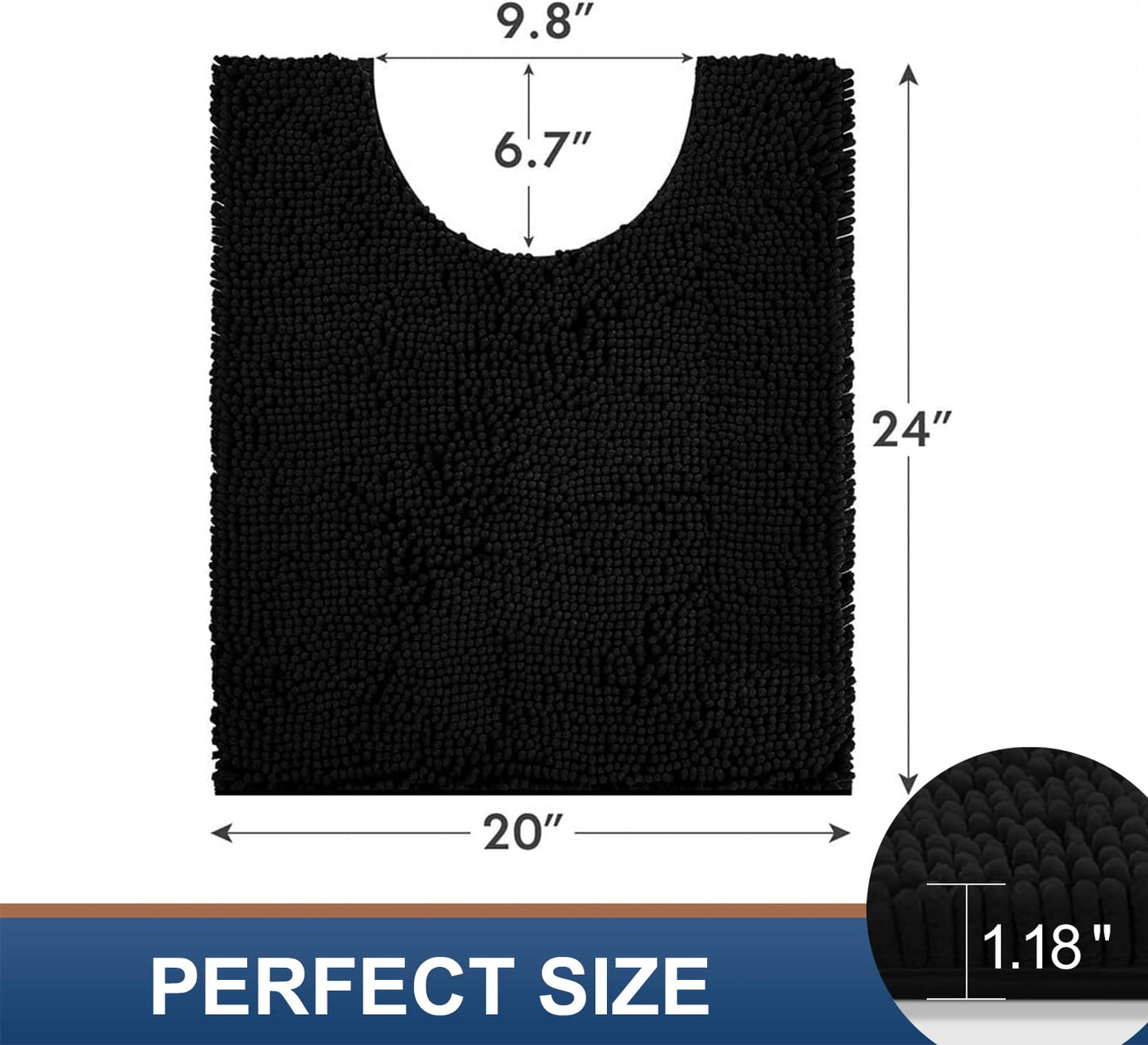Smiry Chenille U-Shaped Toilet Bathroom Rugs