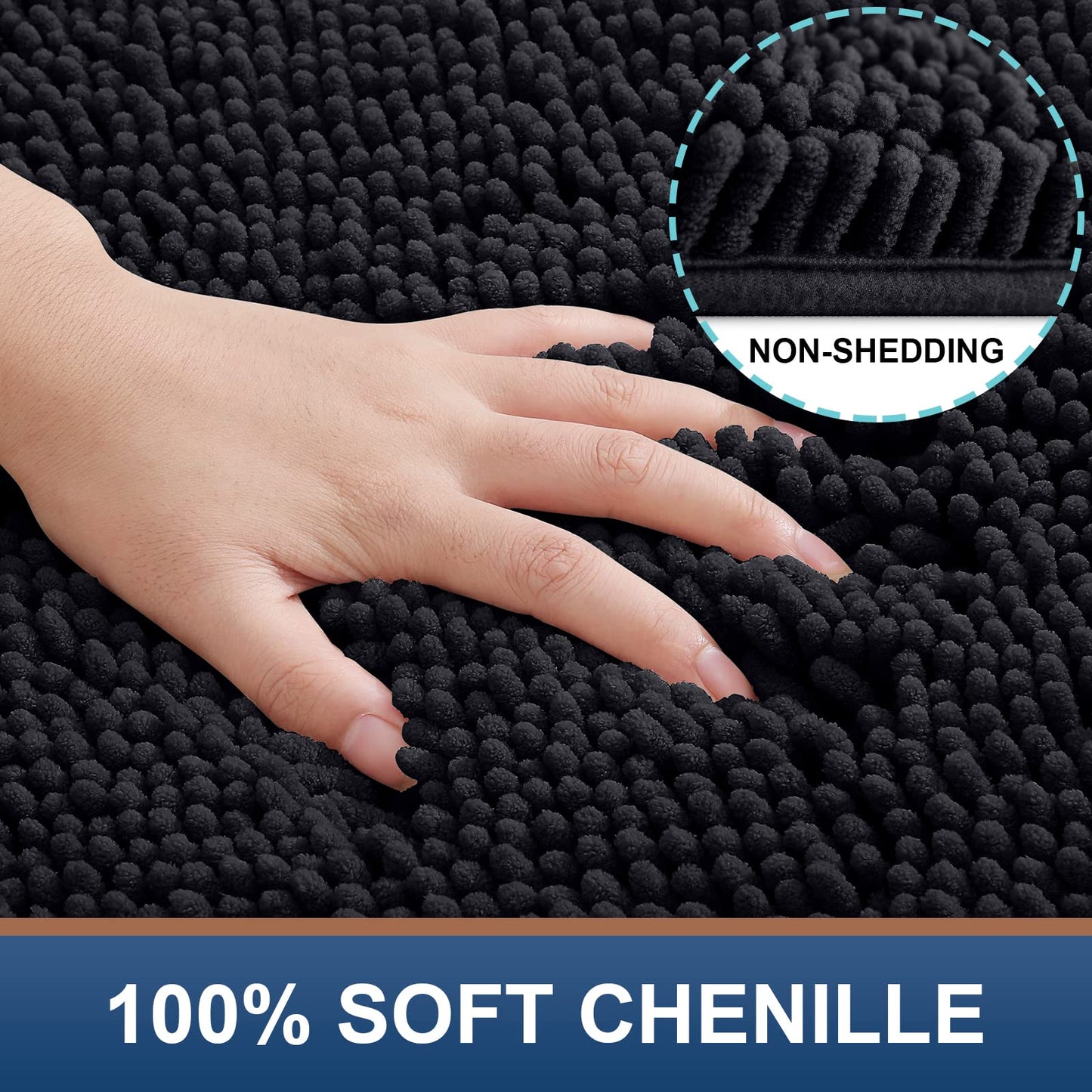 Smiry Chenille U-Shaped Toilet Bathroom Rugs