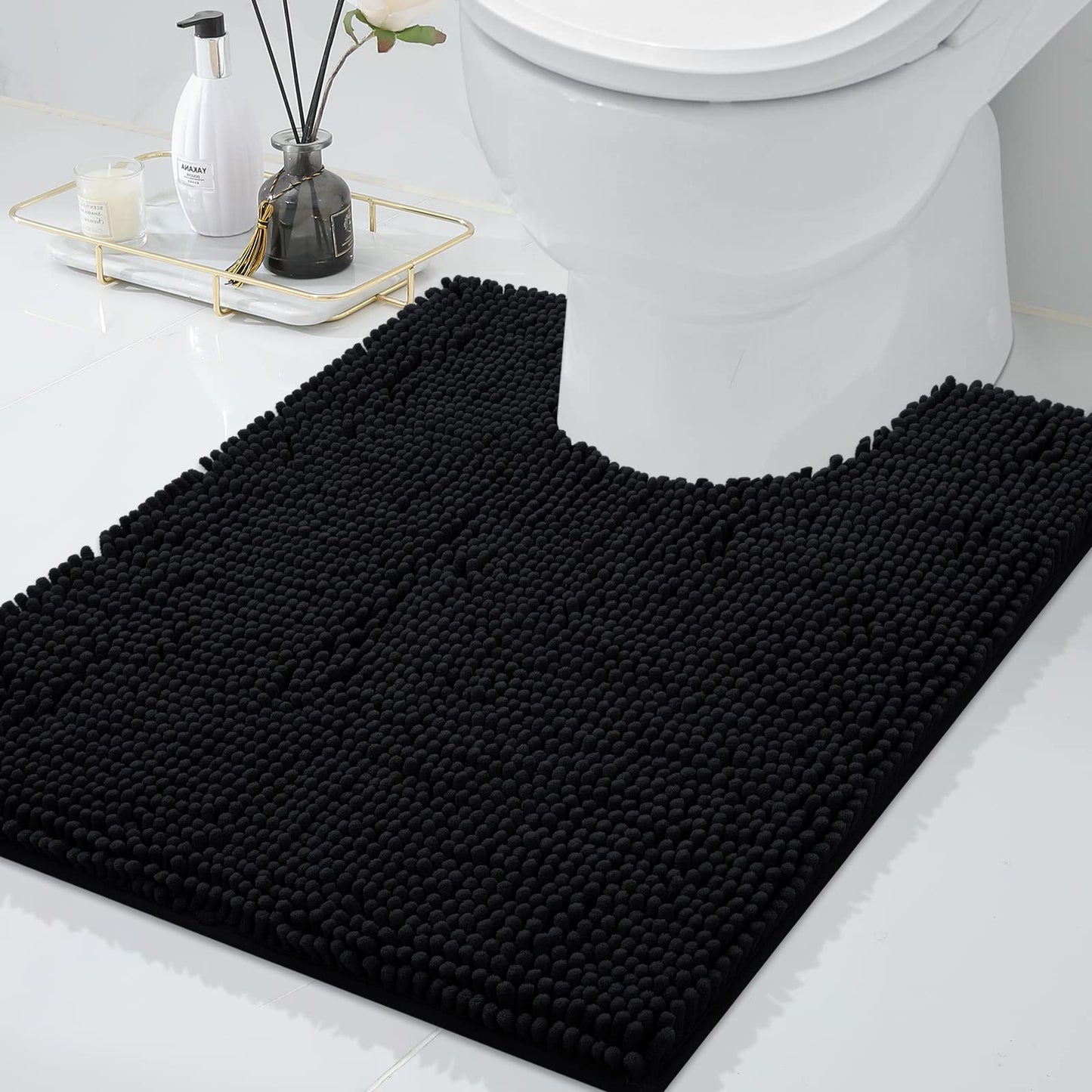 Smiry Chenille U-Shaped Toilet Bathroom Rugs
