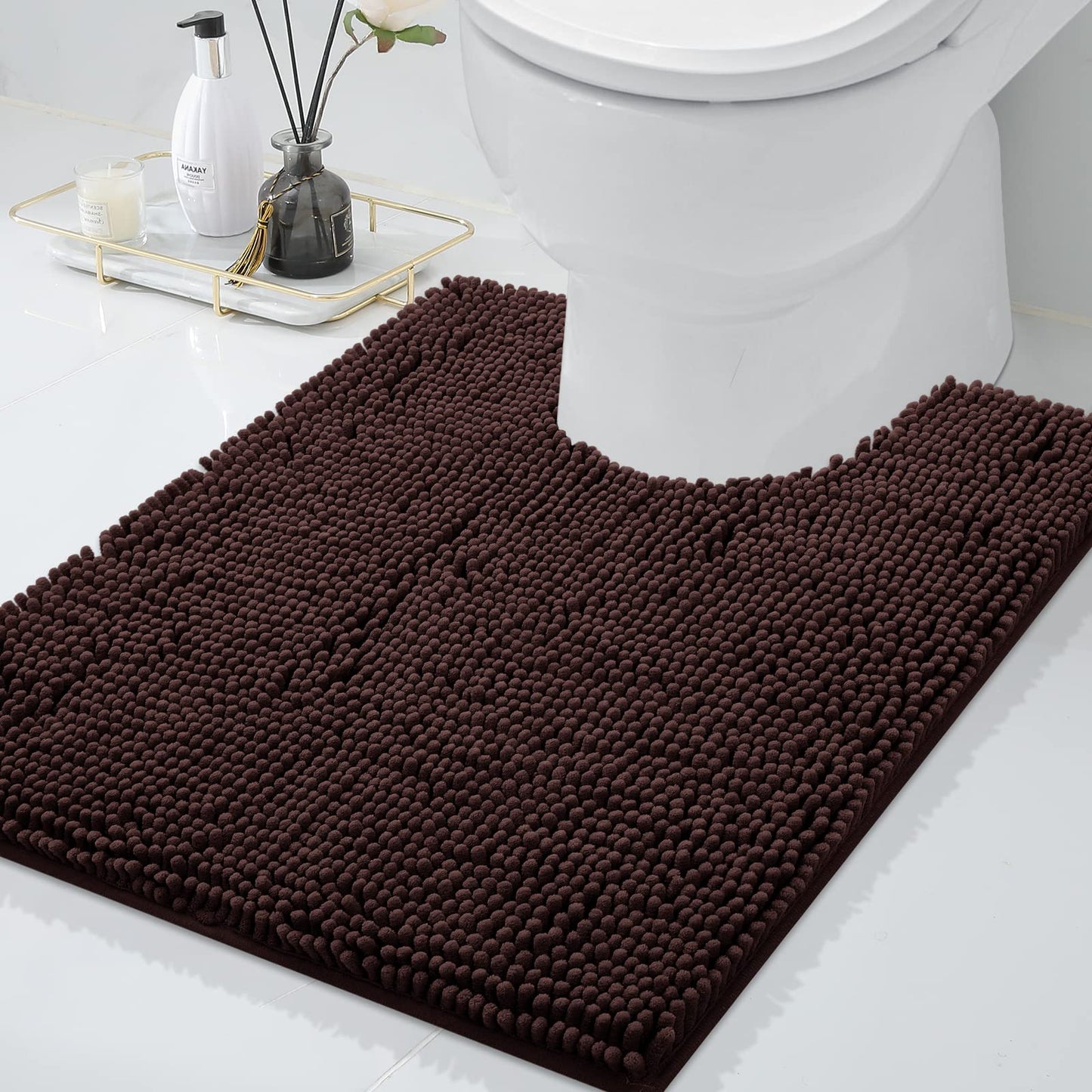 Smiry Chenille U-Shaped Toilet Bathroom Rugs