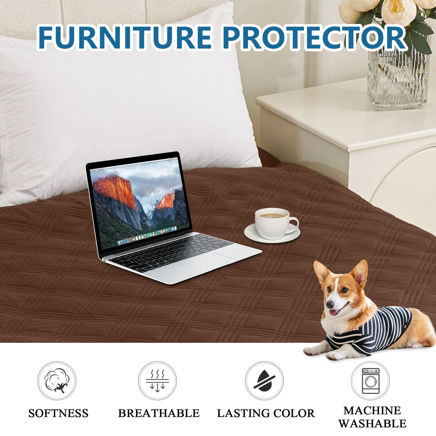 decorUhome Waterproof Sofa Cover for pets, Reversible Couch Cover for dogs