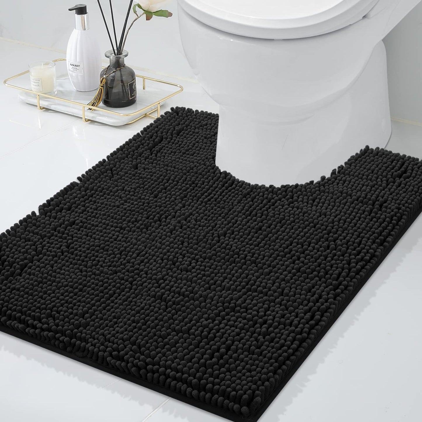 Smiry Chenille U-Shaped Toilet Bathroom Rugs