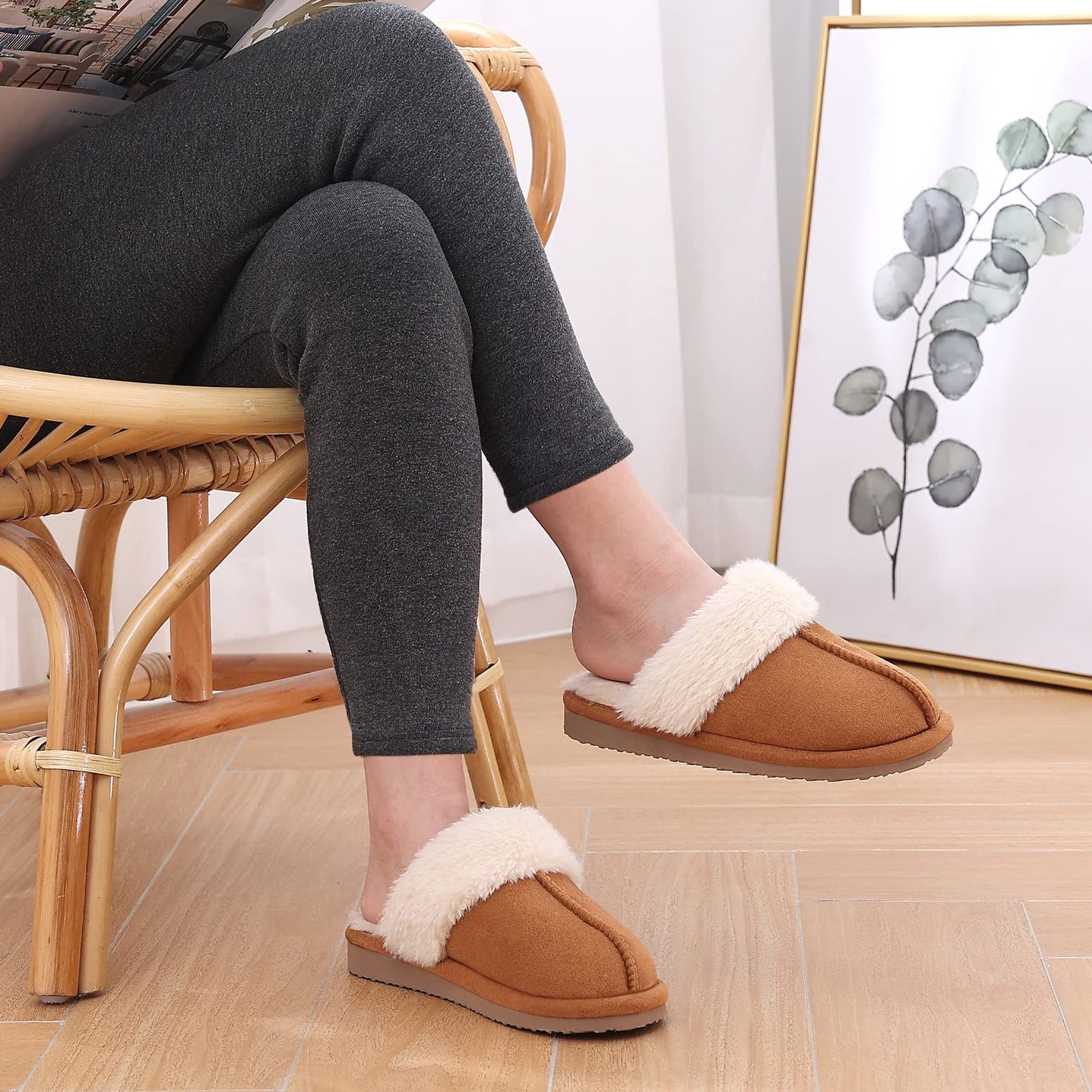 Litfun Women's Fuzzy Memory Foam Slippers