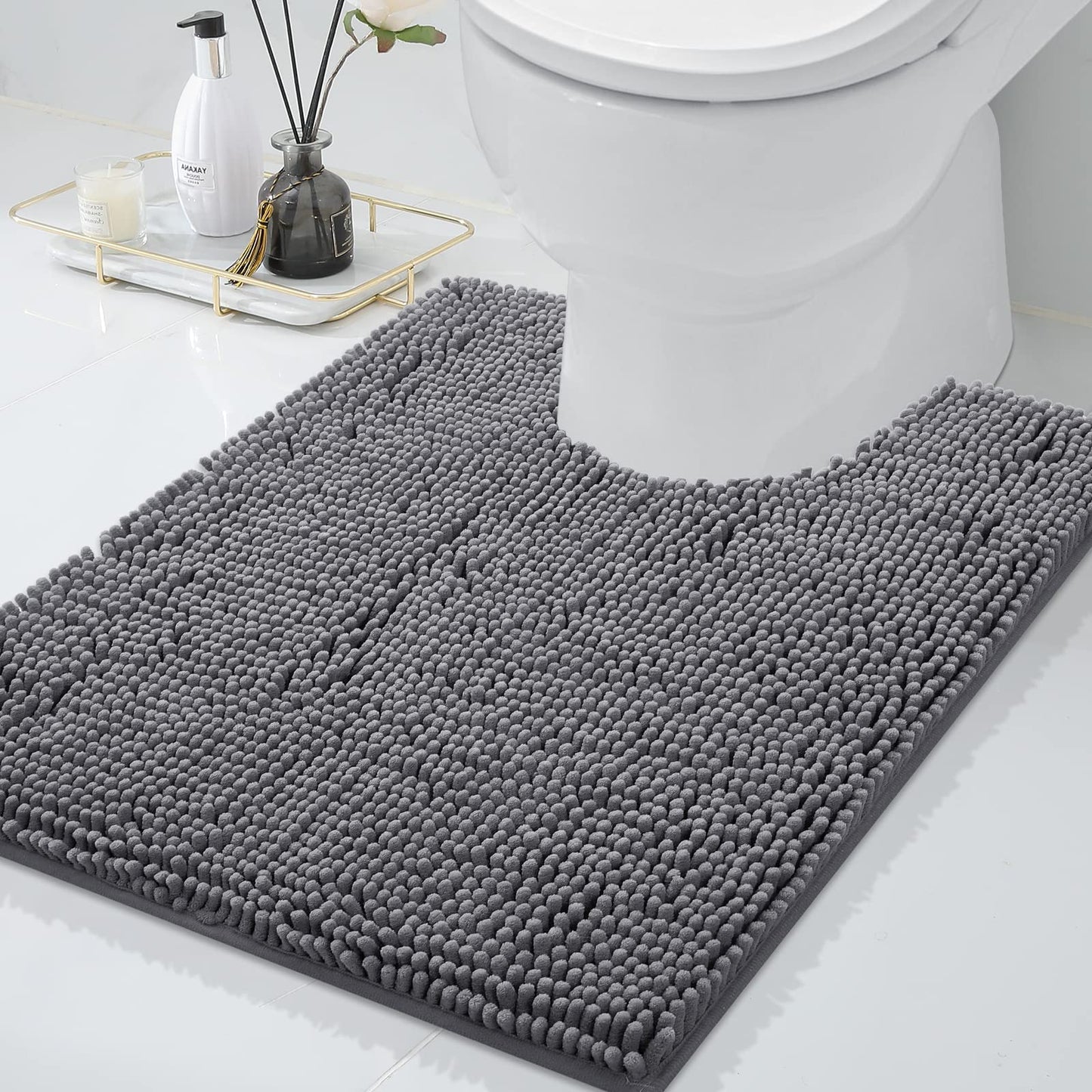 Smiry Chenille U-Shaped Toilet Bathroom Rugs