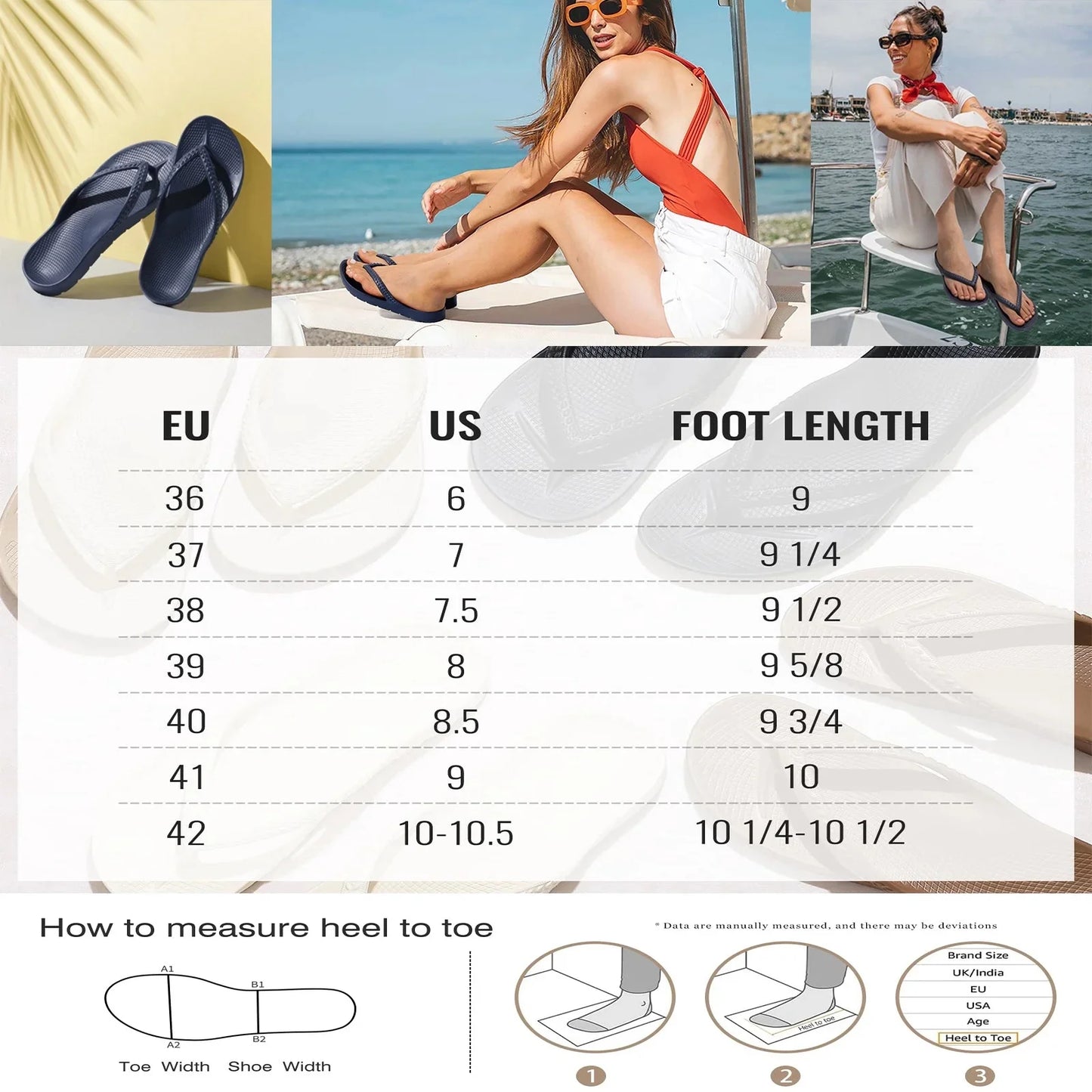Smile Popcorn Women's Flip Flops Lightweight Thong Sandals Summer Beach Sandals with Arch Support