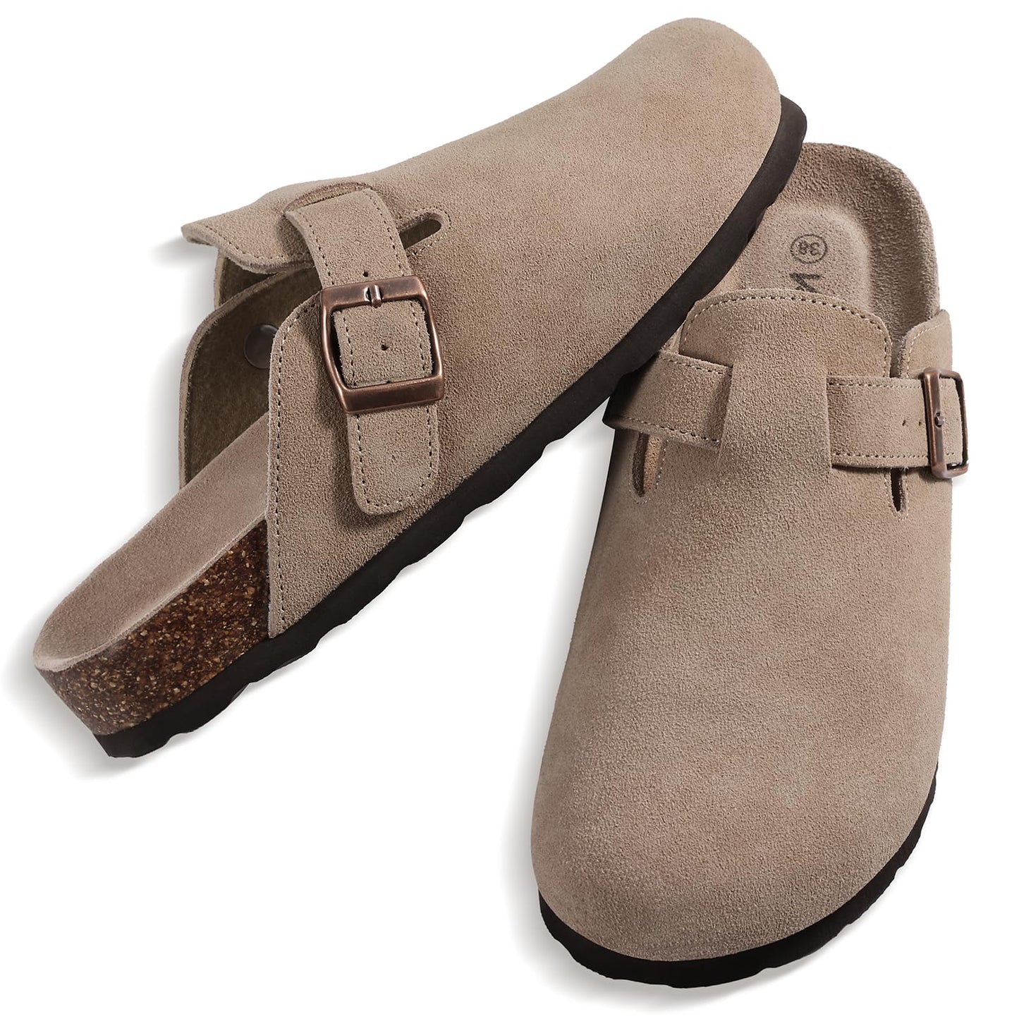 Comwarm Suede Clogs for Women Footbed Sandals Potato Shoes with Arch Support