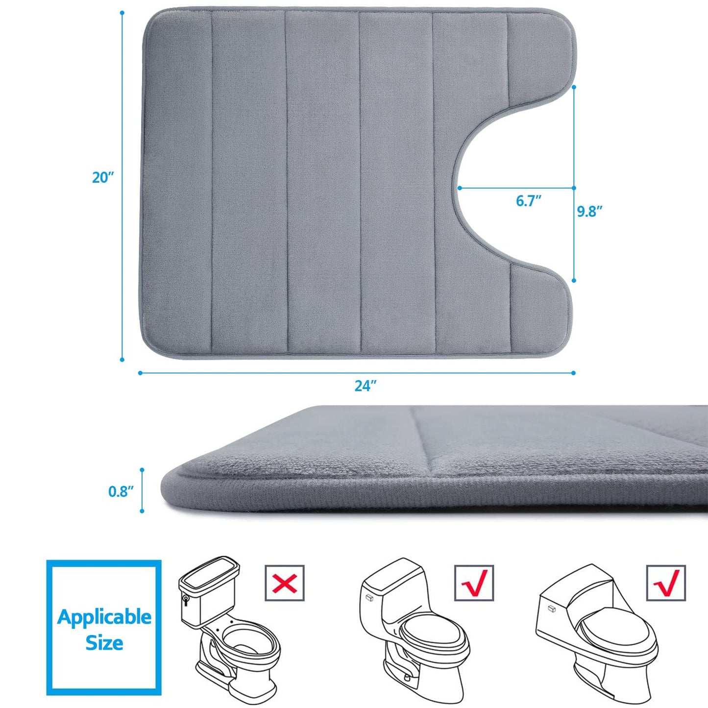 Smiry Memory Foam Bathroom rugs U-Shaped Contour Carpet