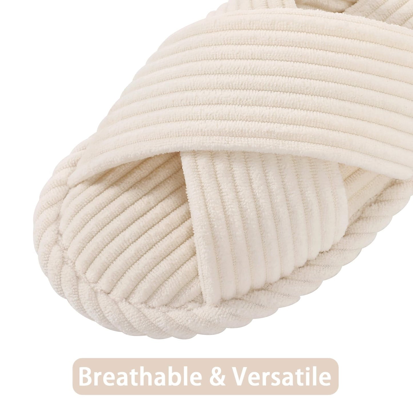 Litfun House Slippers for Women Memory Foam Slippers Corduroy Open Toe Slides Shoes