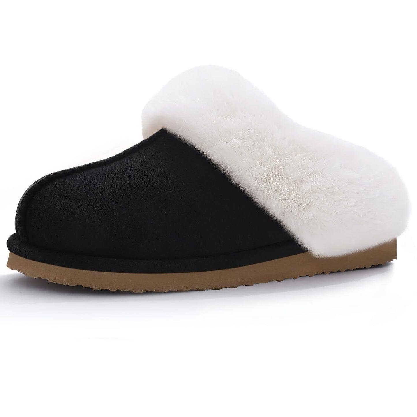 Litfun Fuzzy Memory Foam House Slippers for Women Fluffy Suede Slippers with Faux Fur
