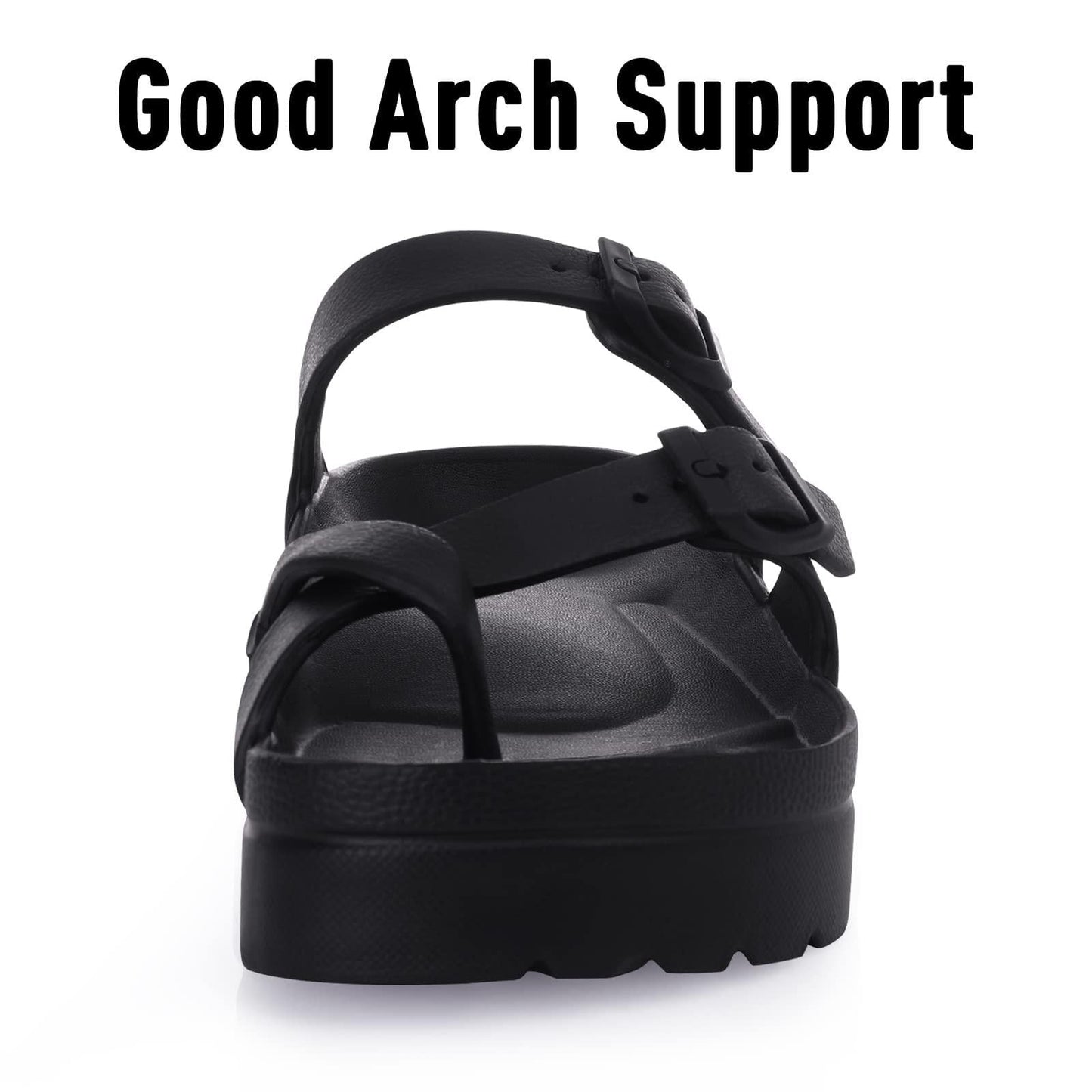 Litfun Slides for Women Thick Soles Slide Sandals with Arch Support Adjustable Buckle Platform Sandals