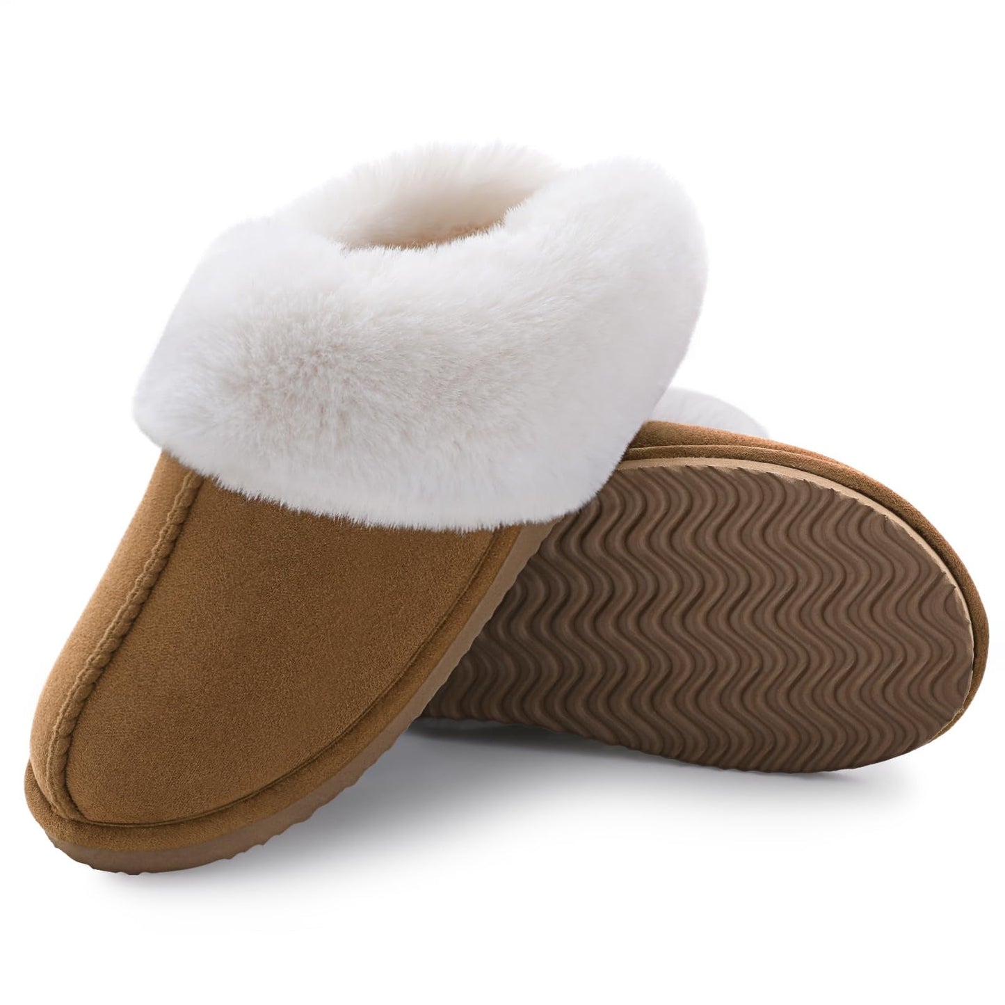 Litfun Fuzzy Memory Foam House Slippers for Women Fluffy Suede Slippers with Faux Fur