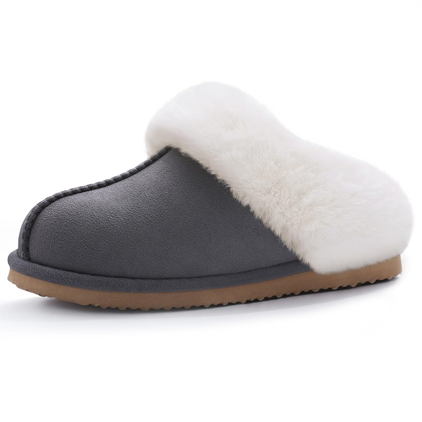 Litfun Fuzzy Memory Foam House Slippers for Women Fluffy Suede Slippers with Faux Fur