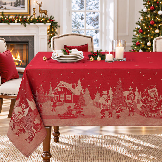 decorUhome Christmas Jacquard Rectangle Tablecloth