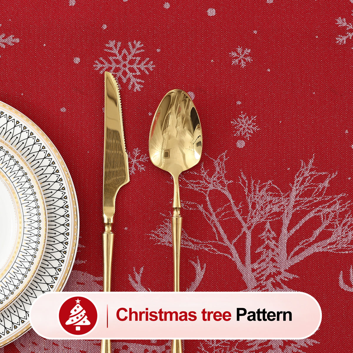 decorUhome Christmas Jacquard Rectangle Tablecloth