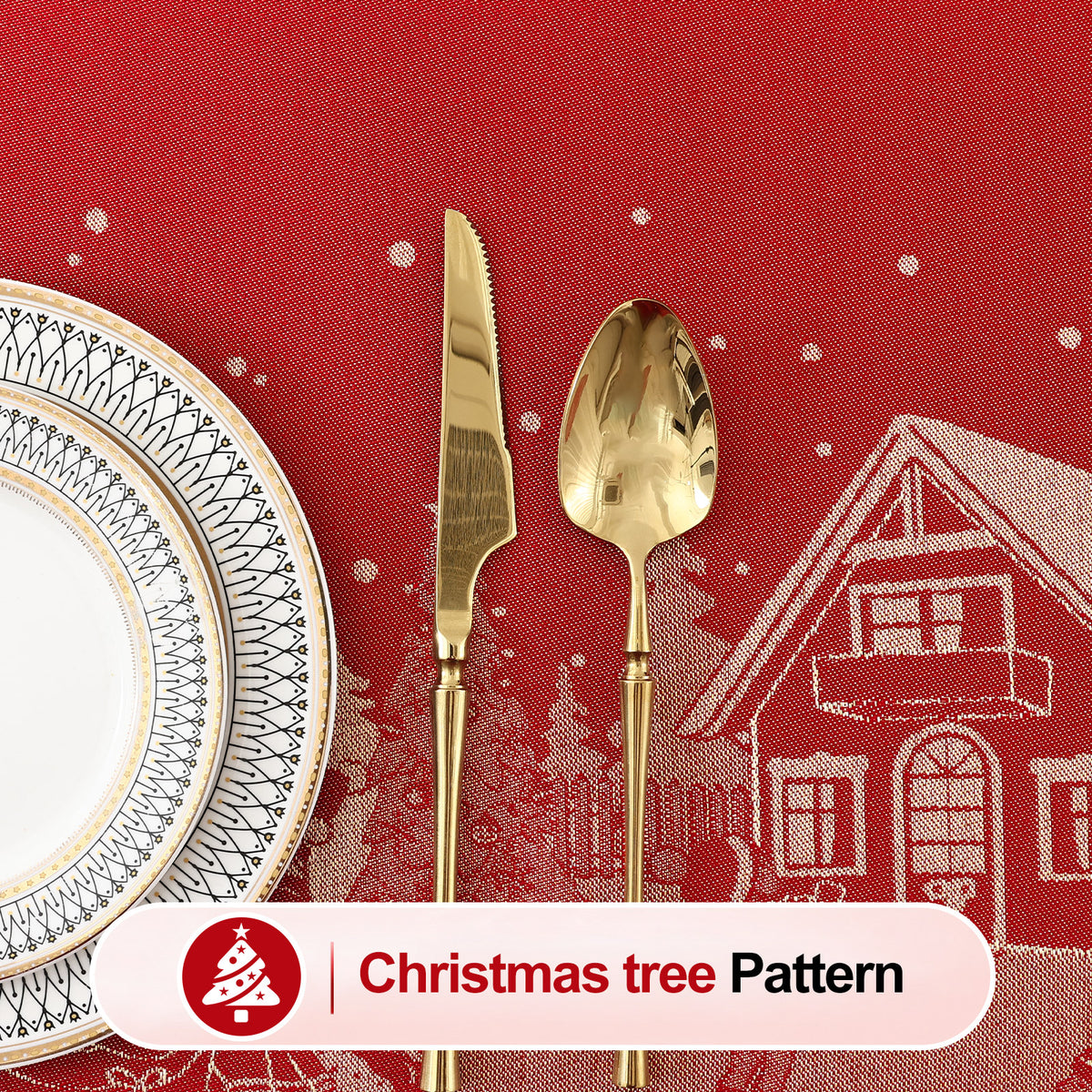 decorUhome Christmas Jacquard Rectangle Tablecloth
