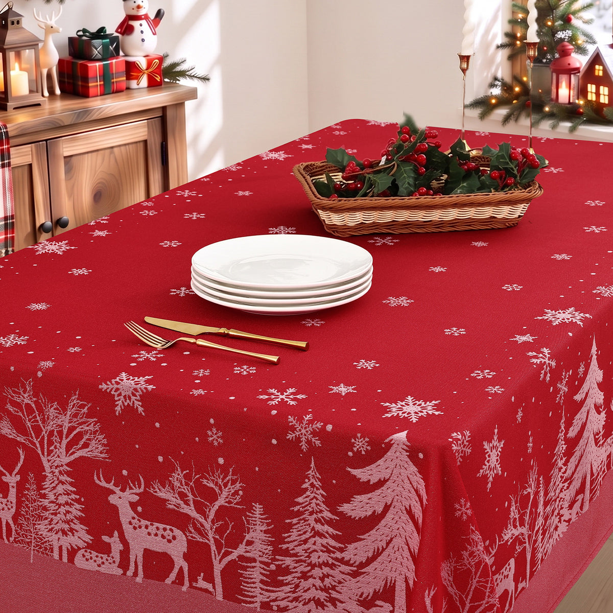 decorUhome Christmas Jacquard Rectangle Tablecloth