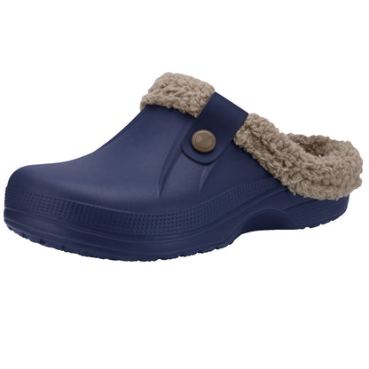 Crestar Classic Waterproof Fur Lined Clogs Shoes, Cozy Winter Fuzzy Slippers for Women Men Indoor Outdoor