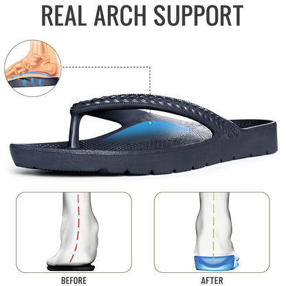 KIDMI Arch Support Flip Flops for Womens Comfortable Orthopedic Sandals for Plantar Fasciitis Beach Thong Slides