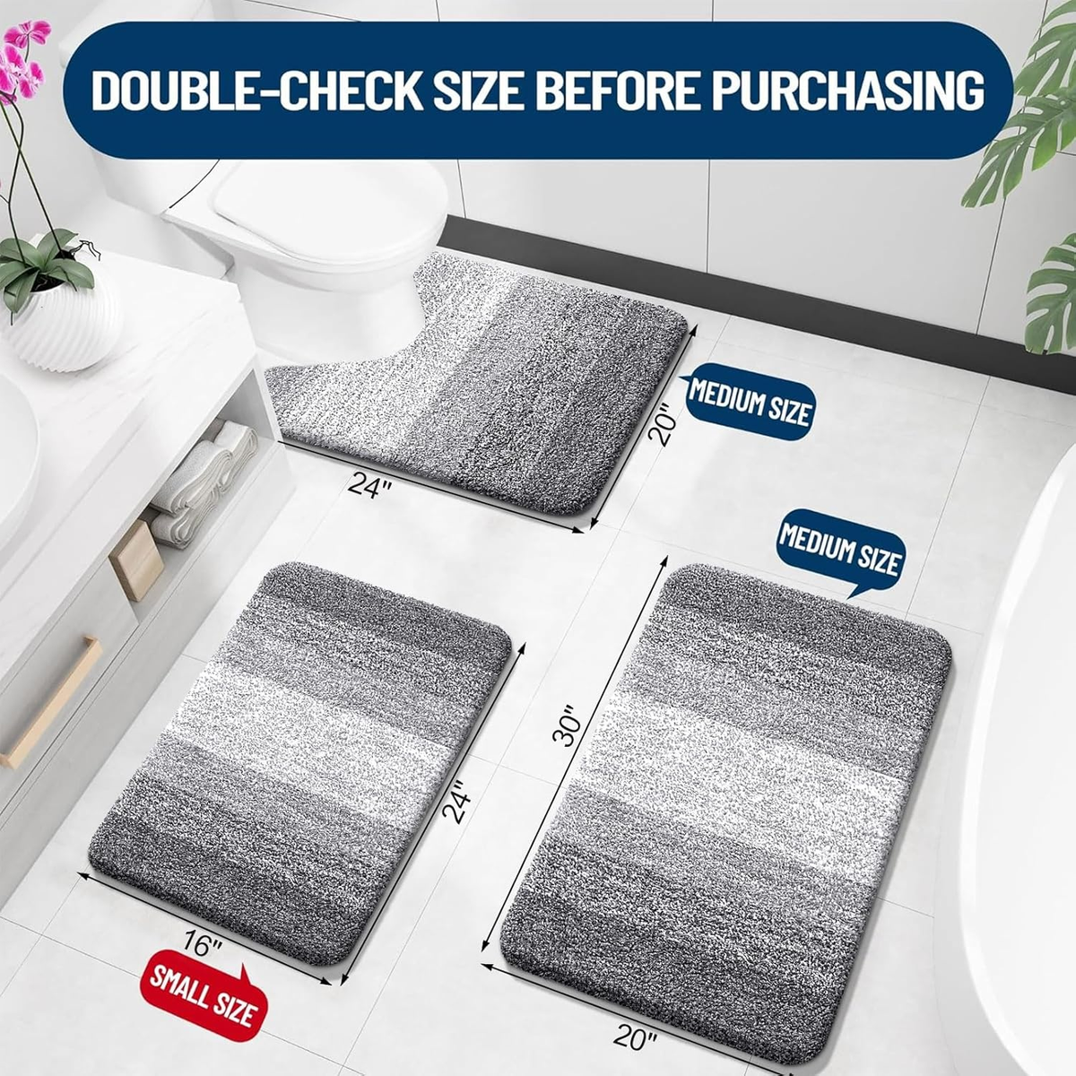Buganda Bathroom Rugs Sets 3 Pieces