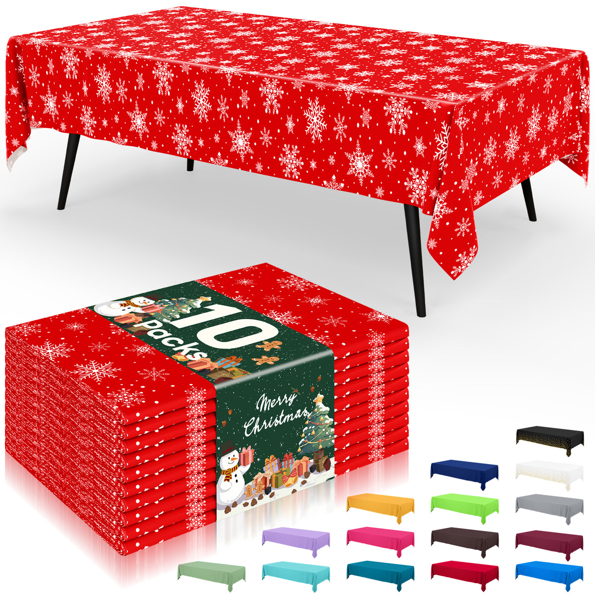decorUhome Disposable Halloween Tablecloth - 6 Pack, Christmas Snowflake