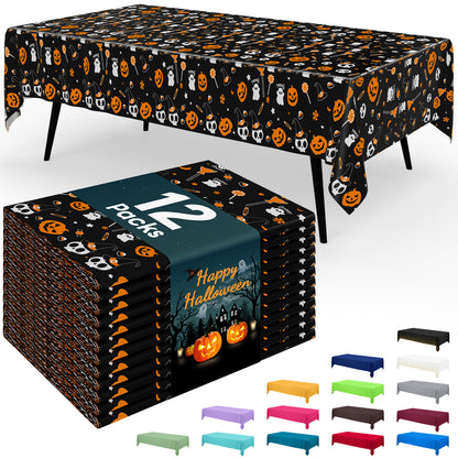 decorUhome Disposable Halloween Tablecloth - 6 Pack, Pumpkin Skull