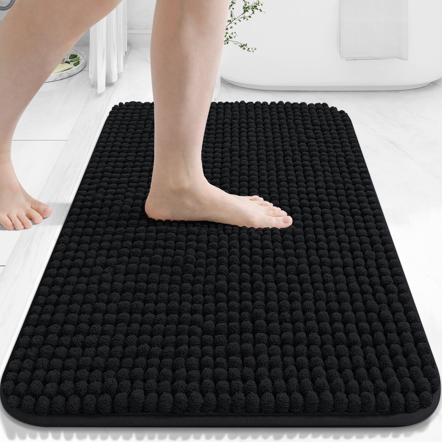 Smiry Chenille Bathroom Rugs Rubber Backing