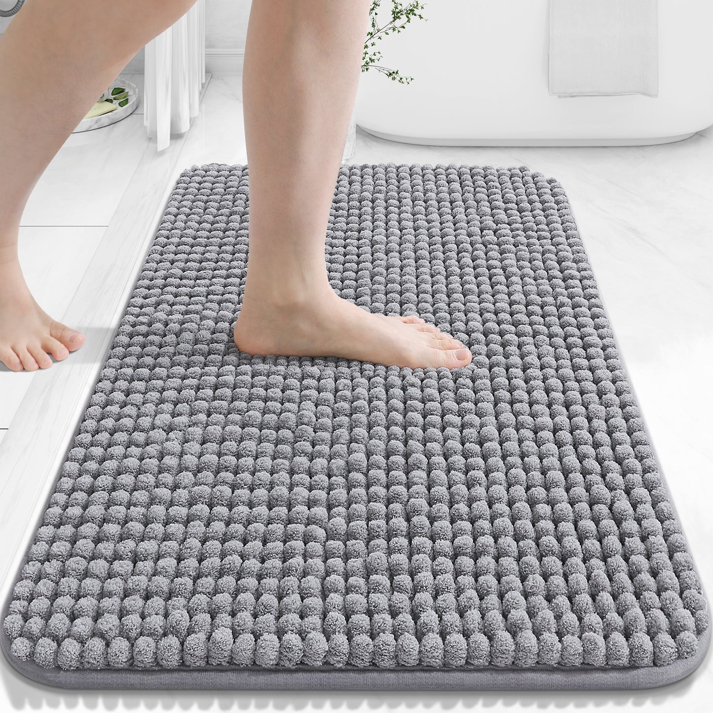 Smiry Chenille Bathroom Rugs Rubber Backing