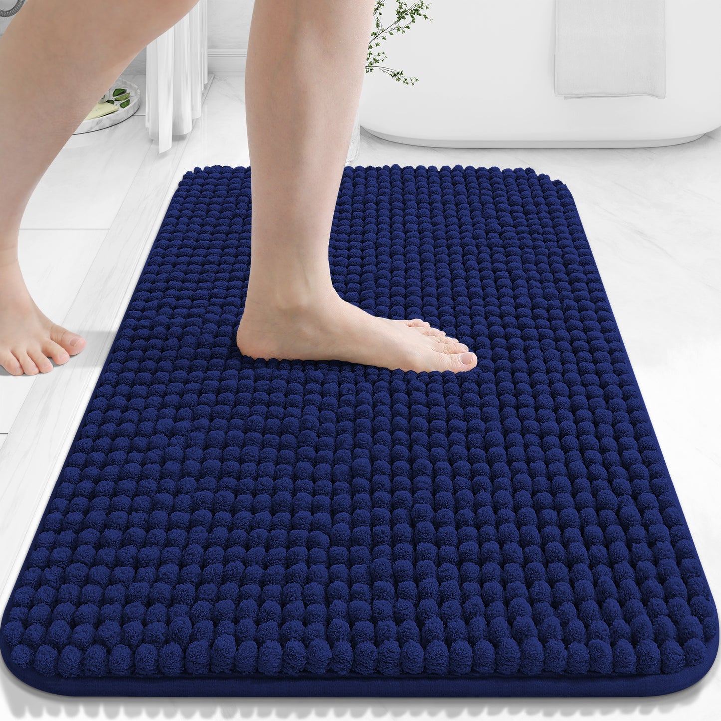 Smiry Chenille Bathroom Rugs Rubber Backing