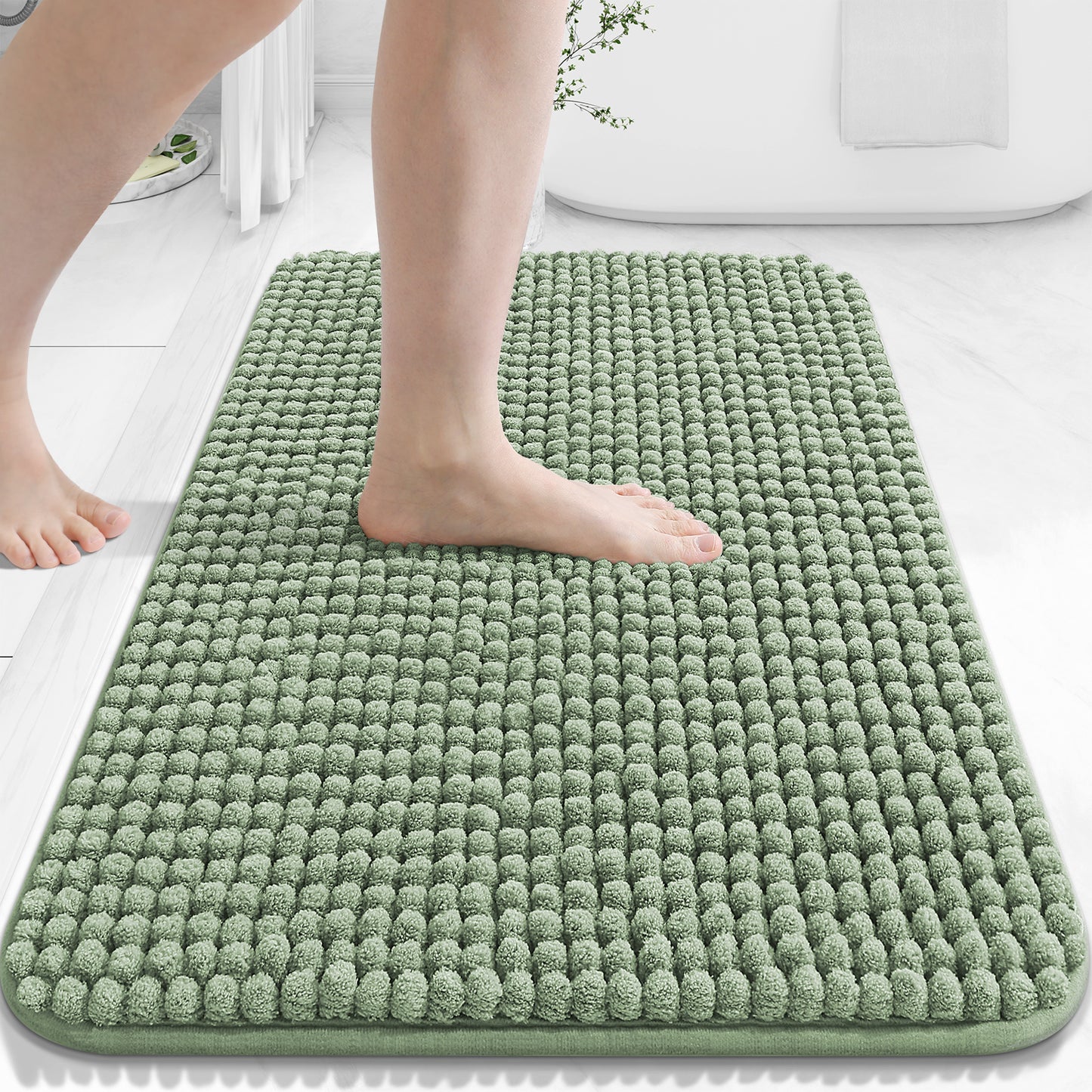 Smiry Chenille Bathroom Rugs Rubber Backing