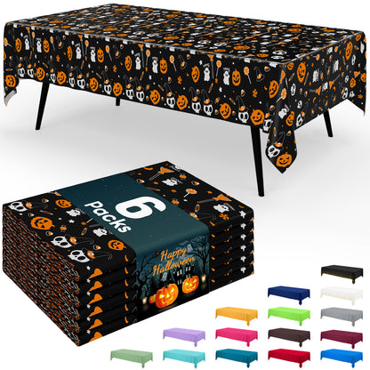 decorUhome Disposable Halloween Tablecloth - 6 Pack, Pumpkin Skull