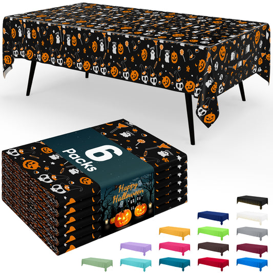 decorUhome Disposable Halloween Tablecloth - 6 Pack, Pumpkin Skull