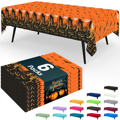decorUhome Disposable Halloween Tablecloth - 6 Pack, Pumpkin Bat