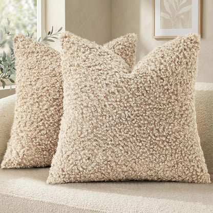 decorUhome 2 Pack Faux Fur Decorative Sherpa Throw Pillow Covers
