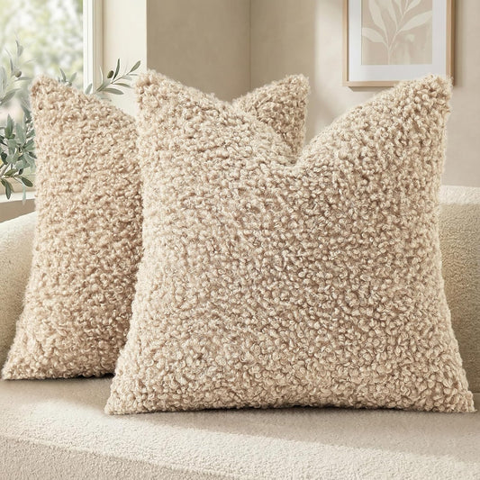 decorUhome 2 Pack Faux Fur Decorative Sherpa Throw Pillow Covers